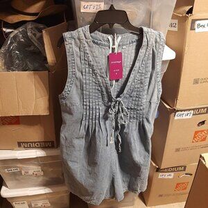 NEW TAG ! Loveimgs WMN Denim Dress Sleeveless V Neck Jean Jumpsuit Shorts Size S